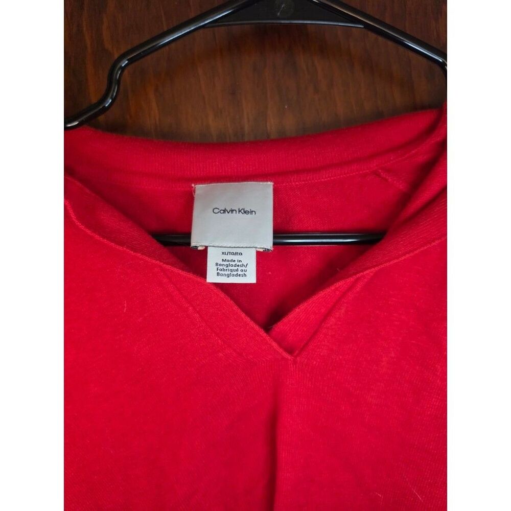 Calvin Klein Bright Red V-Neck Collared Sweater - Picture 2 of 3